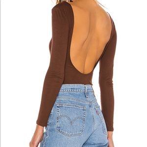 Revolve open back brown bodysuit